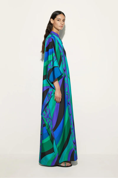 KaleaWave™ | Satijnen Kaftan met Psychedelische Print