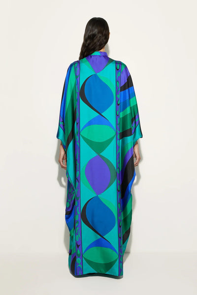 KaleaWave™ | Satijnen Kaftan met Psychedelische Print