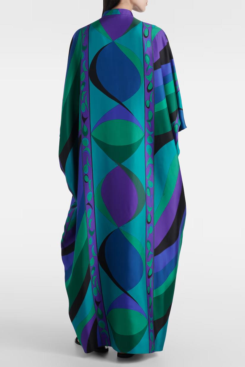 KaleaWave™ | Satijnen Kaftan met Psychedelische Print