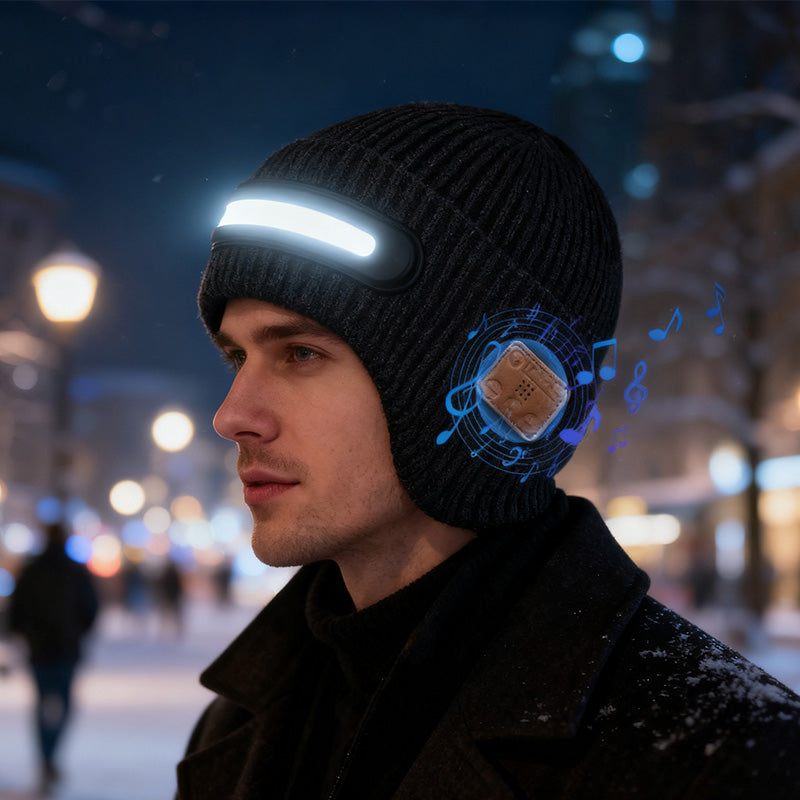 Aurivex™ – Beanie con Luce LED e Audio Bluetooth Integrato